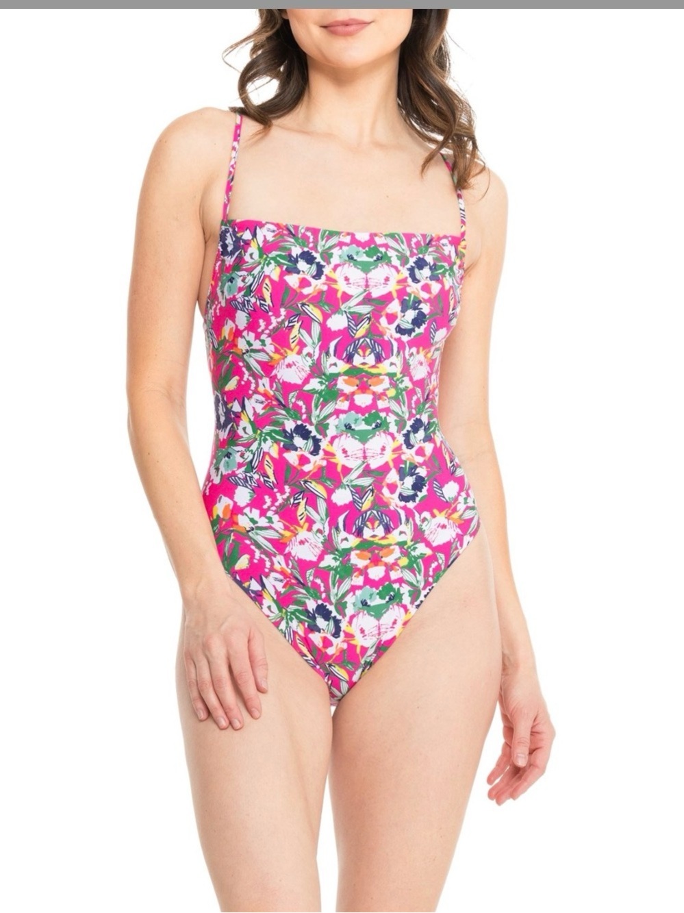 New!! Maaji Brittany Reversible One Piece Pink Tropical Floral Swimsuit Size M